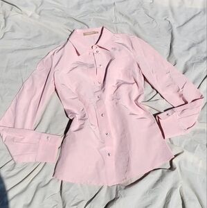 Michael Kors Collection Pink Crystal Button Blouse - Made in Italy
